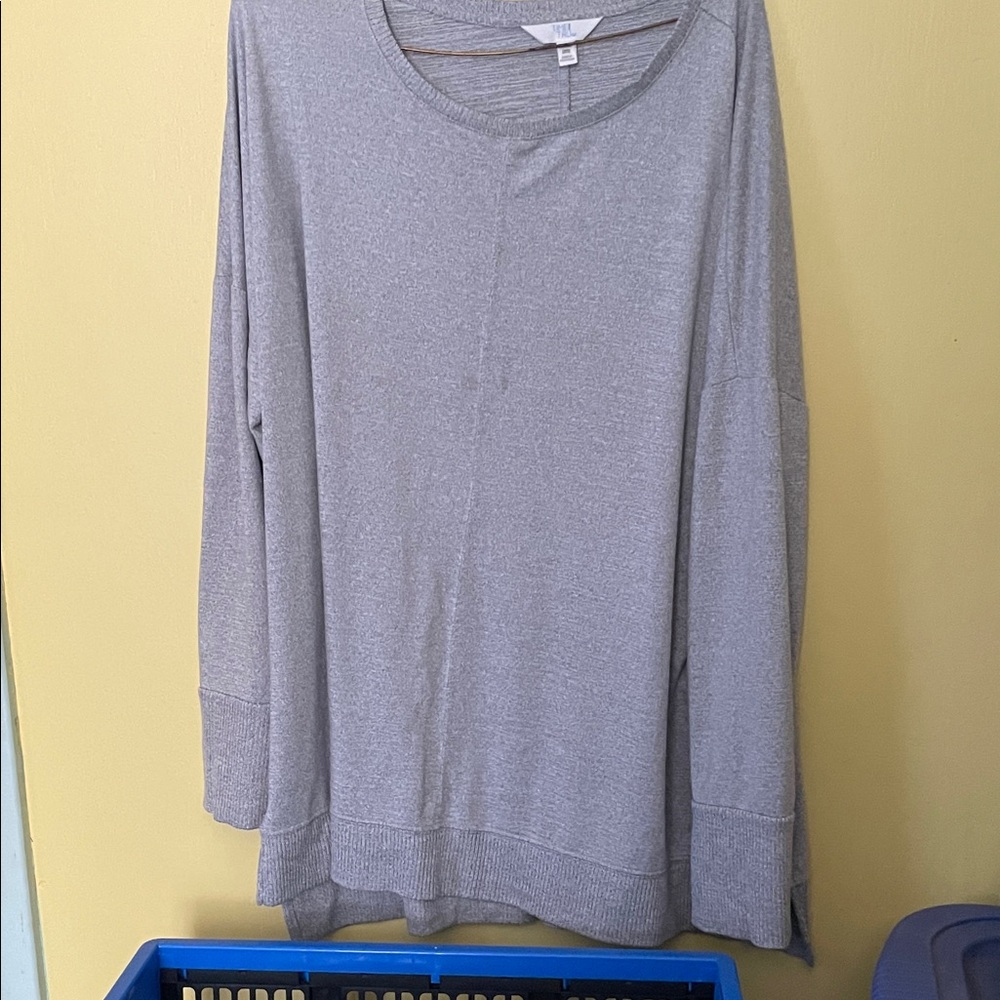 Time and Tru Light Gray Relaxed Crewneck Sweatshirt
